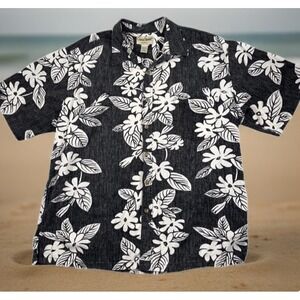 Cooke Street Honolulu Button Shirt Men's 2XL Black White Floral Print SS Pocket